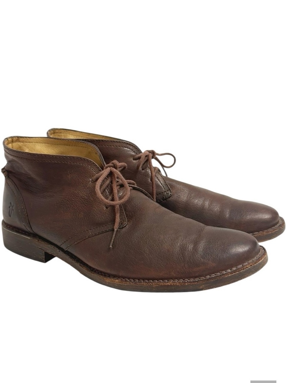 FRYE Mens Oliver Chukka Leather Boots Lace Up Brown Size 11D